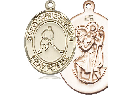 14kt Gold Saint Christopher Ice Hockey Medal