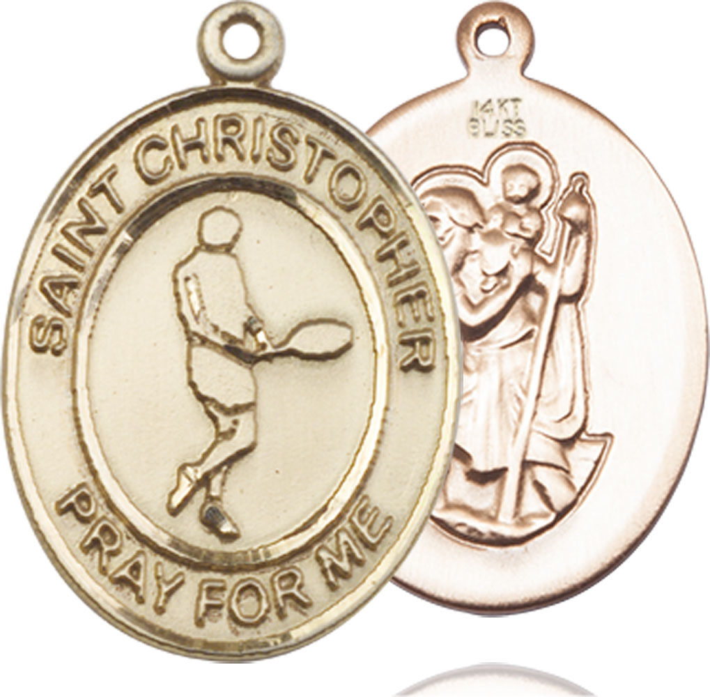 14kt Gold Saint Christopher Tennis Medal