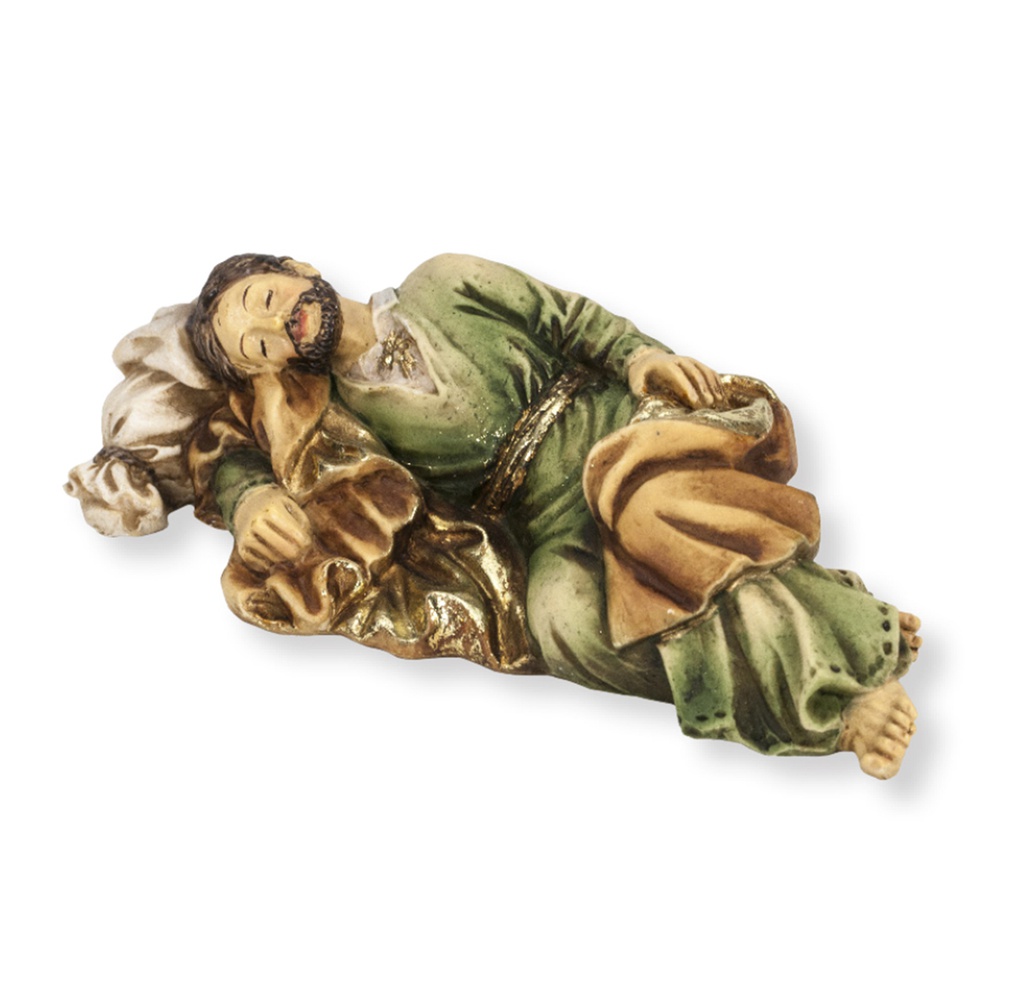 4" Cold Cast Resin Hand Painted Statue of Sleeping St. Joseph