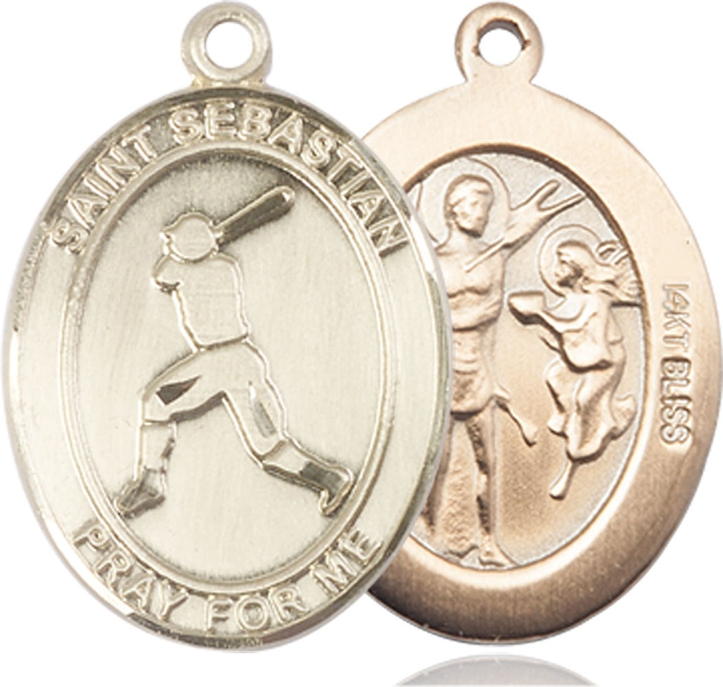 14kt Gold Saint Sebastian Baseball Medal