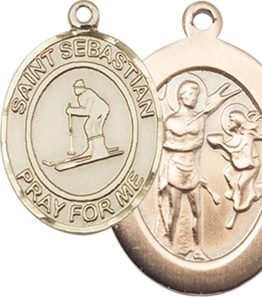 14kt Gold Saint Sebastian Skiing Medal