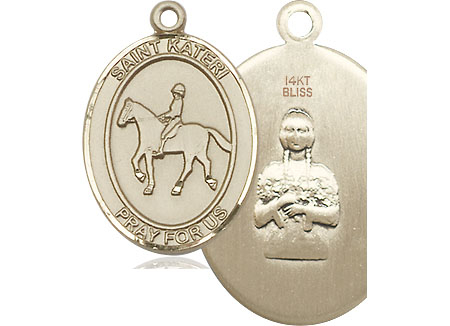 14kt Gold Saint Kateri Equestrian Medal