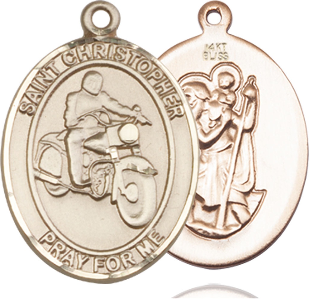 14kt Gold Saint Christopher Motorcycle Medal