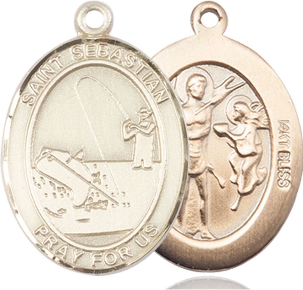 14kt Gold Saint Sebastian Fishing Medal