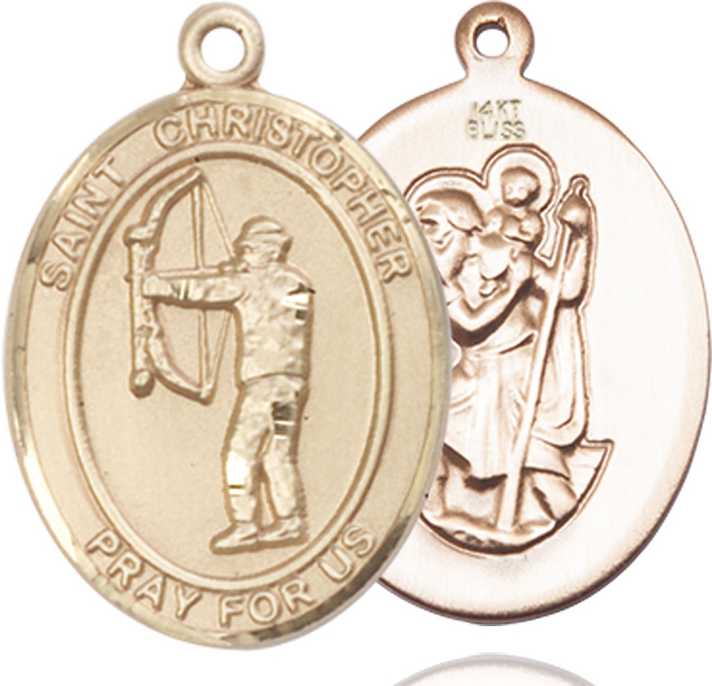 14kt Gold Saint Christopher Archery Medal