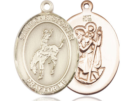 14kt Gold Saint Christopher Rodeo Medal
