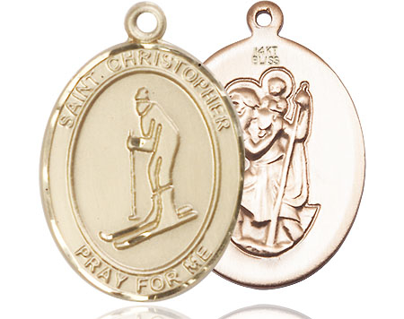 14kt Gold Saint Christopher Skiing Medal