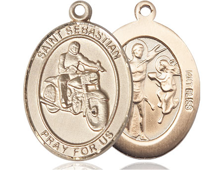 14kt Gold Saint Sebastian Motorcycle Medal