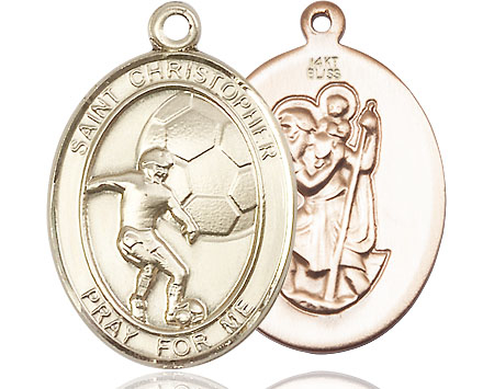 14kt Gold Saint Christopher Soccer Medal