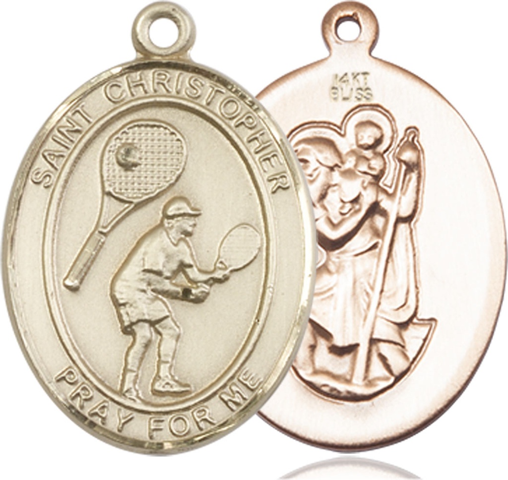 14kt Gold Saint Christopher Tennis Medal