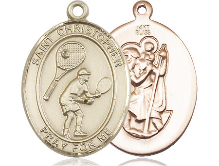 14kt Gold Saint Christopher Tennis Medal