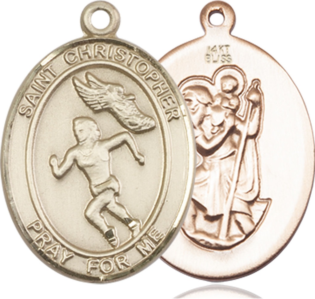 14kt Gold Saint Christopher Track&amp;Field Medal