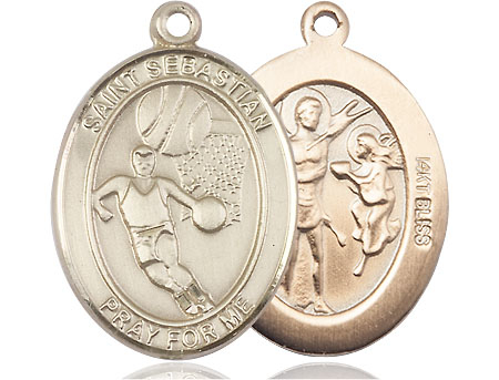 14kt Gold Saint Sebastian Basketball Medal
