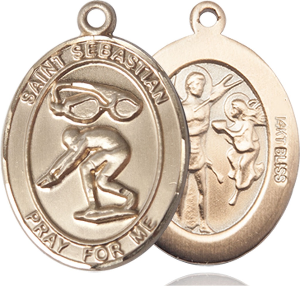 14kt Gold Saint Sebastian Swimming Medal