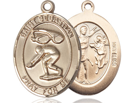 14kt Gold Saint Sebastian Swimming Medal