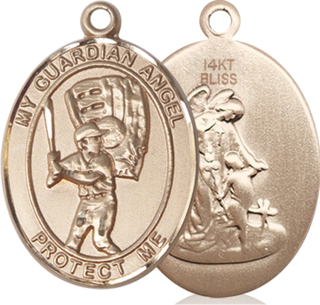 14kt Gold Guardian Angel Baseball Medal