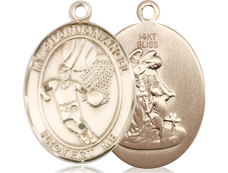 14kt Gold Guardian Angel Basketball Medal