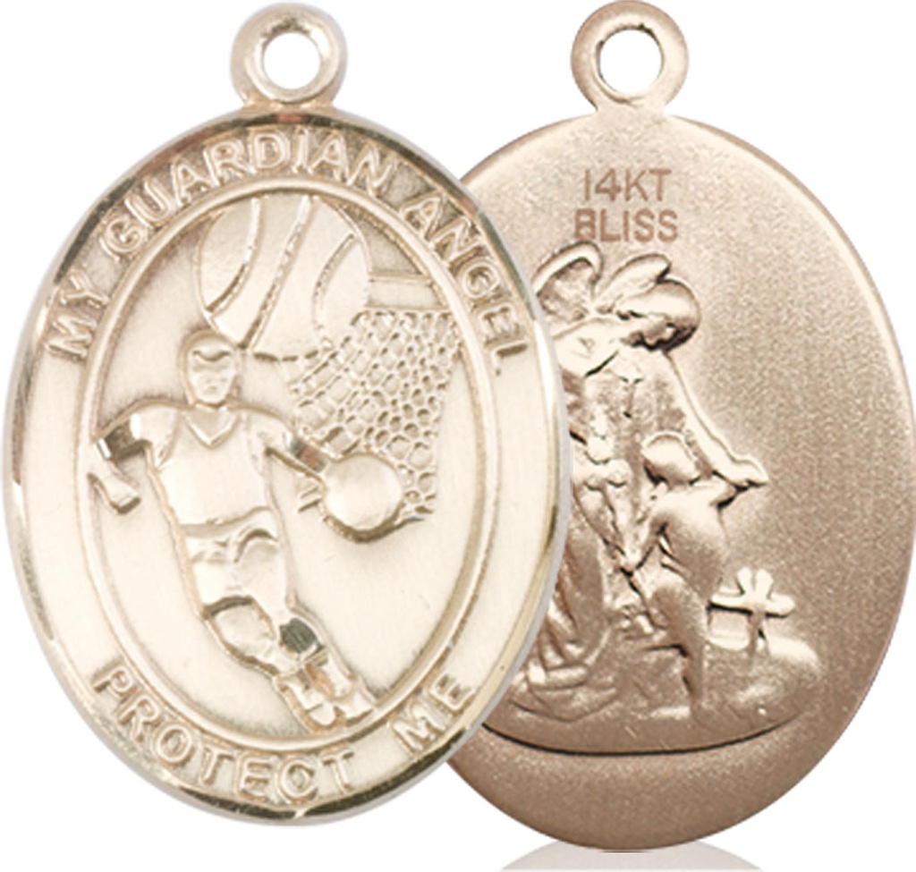 14kt Gold Guardian Angel Basketball Medal