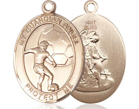 14kt Gold Guardian Angel Soccer Medal