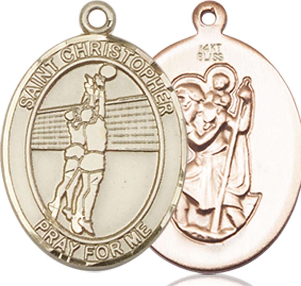 14kt Gold Saint Christopher Volleyball Medal