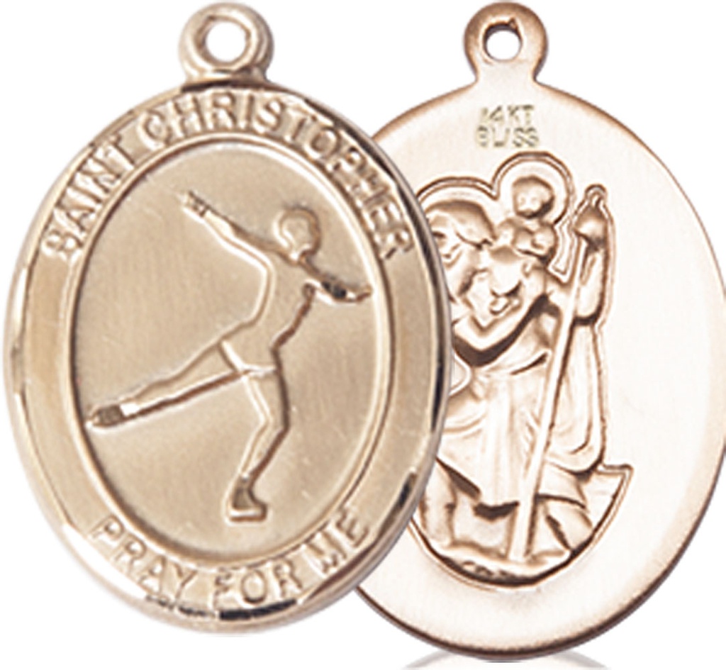 14kt Gold Saint Christopher Figure Skating Medal