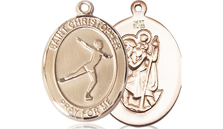 14kt Gold Saint Christopher Figure Skating Medal
