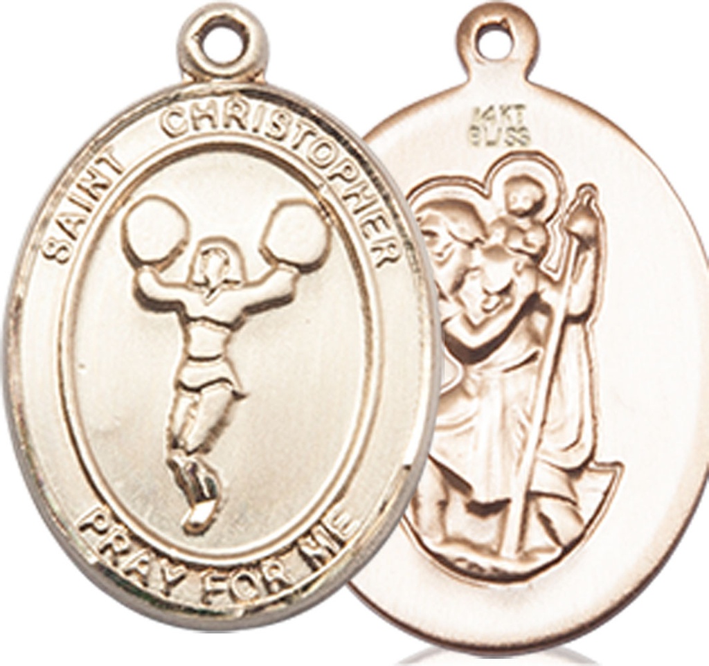 14kt Gold Saint Christopher Cheerleading Medal