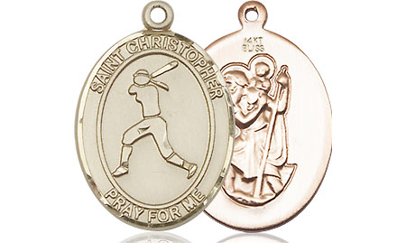 14kt Gold Saint Christopher Softball Medal