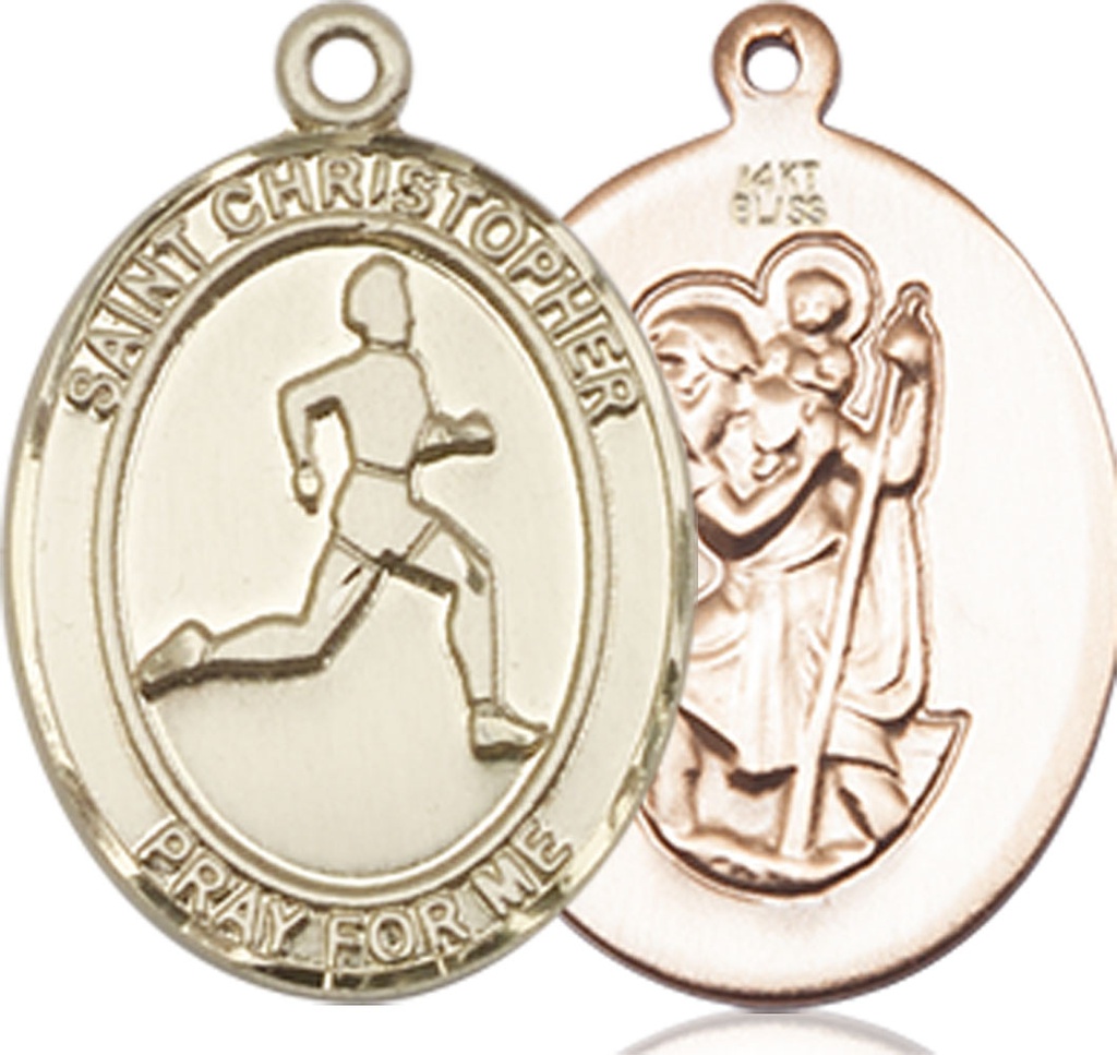 14kt Gold Saint Christopher Track&amp;Field Medal