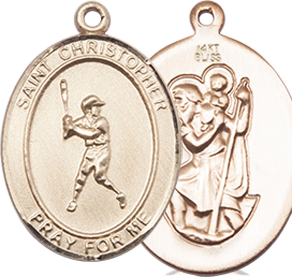 14kt Gold Saint Christopher Baseball Medal