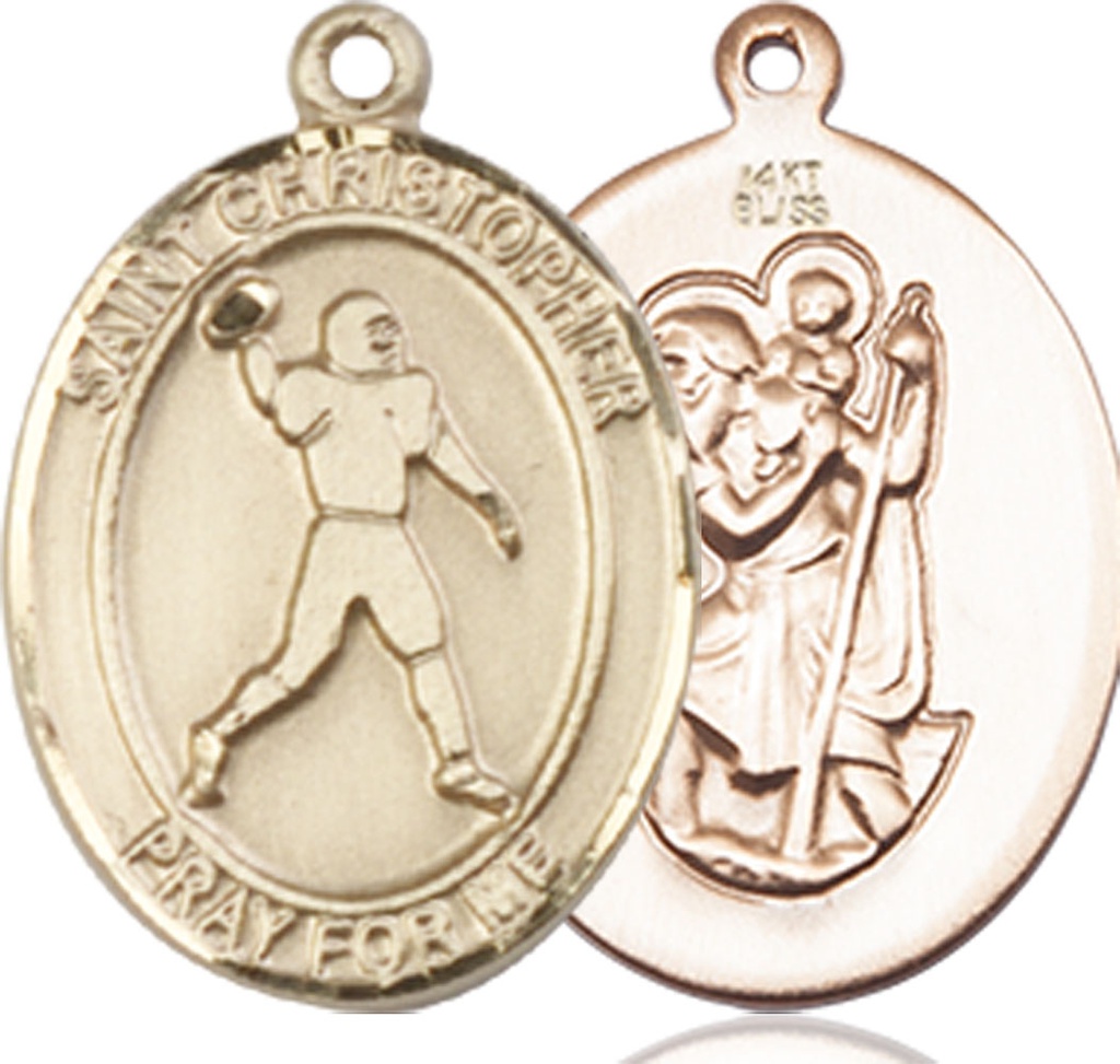 14kt Gold Saint Christopher Football Medal