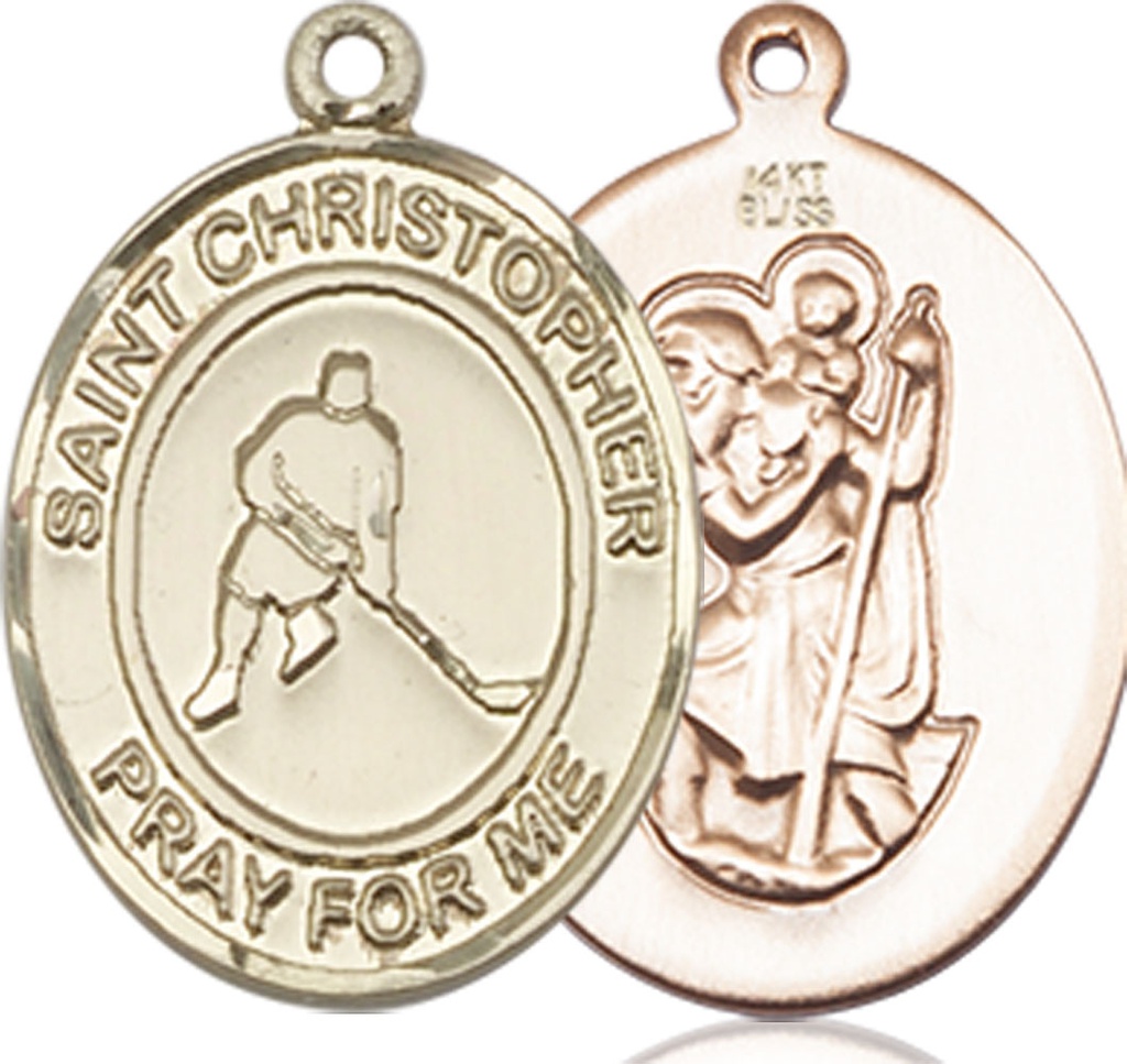 14kt Gold Saint Christopher Ice Hockey Medal