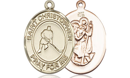 14kt Gold Saint Christopher Ice Hockey Medal