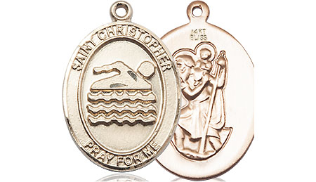 14kt Gold Saint Christopher Swimming Medal