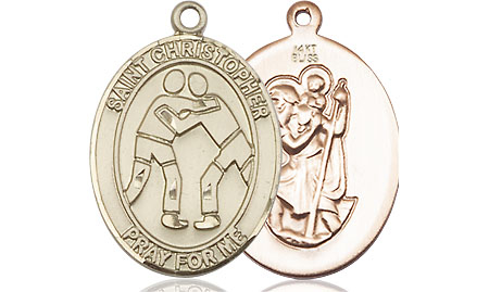 14kt Gold Saint Christopher Wrestling Medal