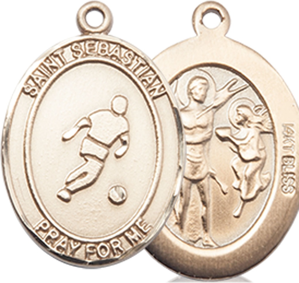 14kt Gold Saint Sebastian Soccer Medal