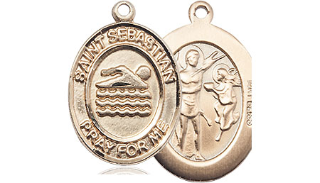 14kt Gold Saint Sebastian Swimming Medal