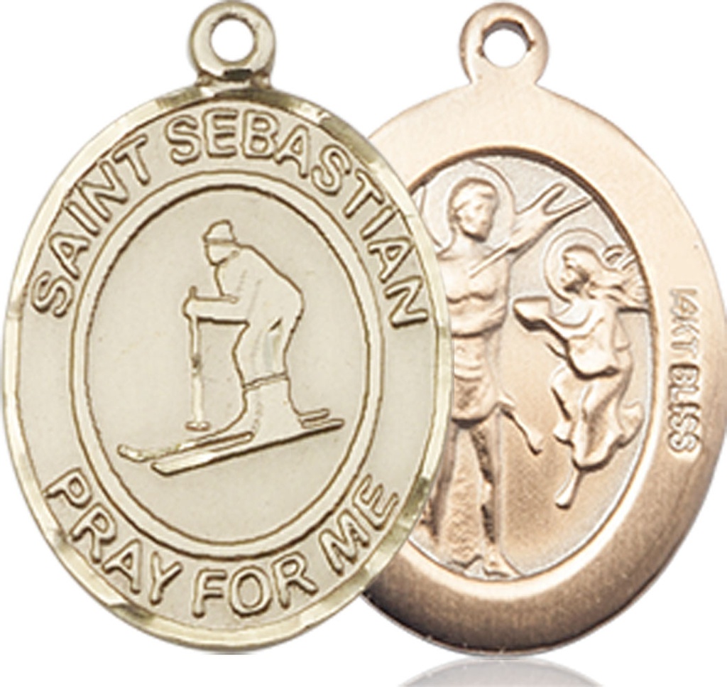 14kt Gold Saint Sebastian Skiing Medal