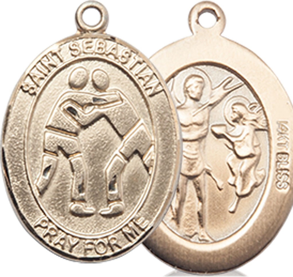 14kt Gold Saint Sebastian Wrestling Medal