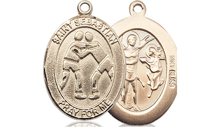 14kt Gold Saint Sebastian Wrestling Medal