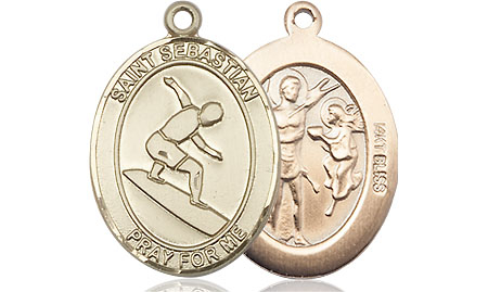 14kt Gold Saint Sebastian Surfing Medal