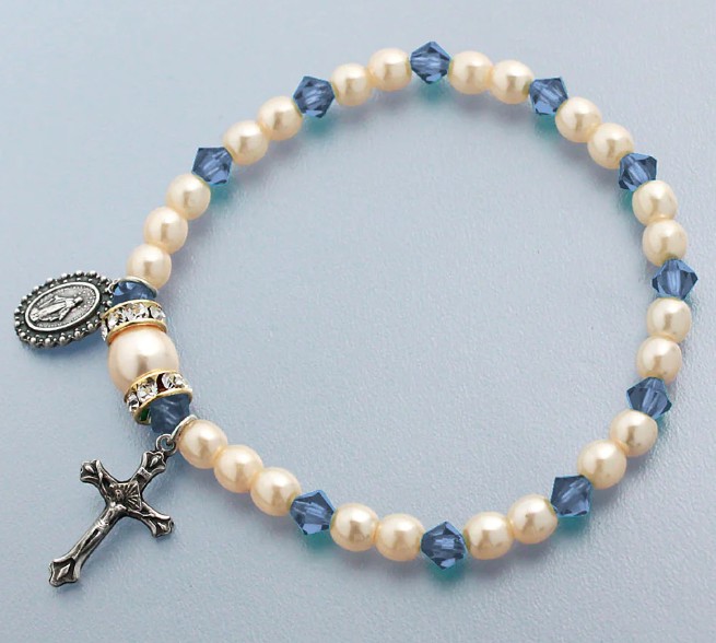 Rosary Bracelet Stretch Sapphire