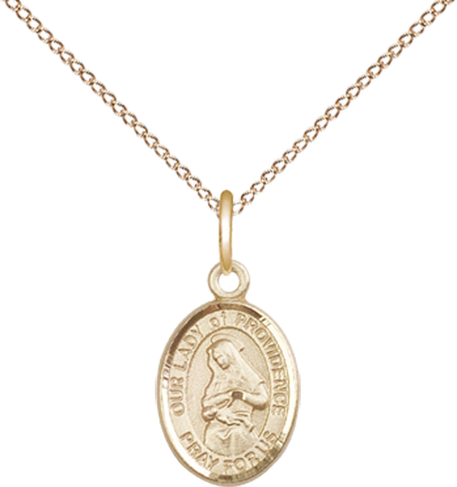14kt Gold Filled Our Lady of Providence Pendant on a 18 inch Gold Filled Light Curb chain