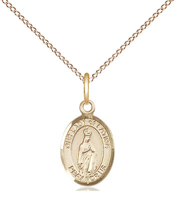 14kt Gold Filled Our Lady of Fatima Pendant on a 18 inch Gold Filled Light Curb chain