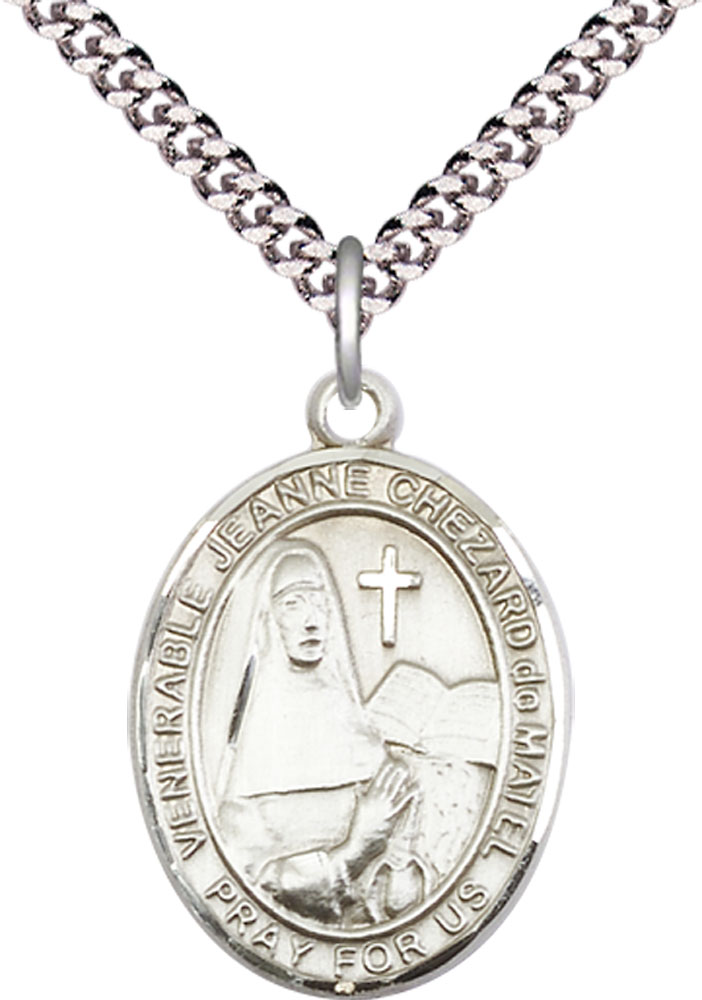 Sterling Silver Jeanne Chezard de Matel Pendant on a 24 inch Light Rhodium Heavy Curb chain