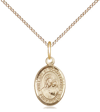 14kt Gold Filled Our Lady of Good Counsel Pendant on a 18 inch Gold Filled Light Curb chain