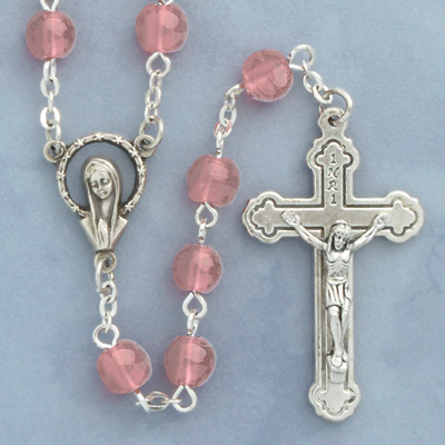 Rosary Glass Pink 6Mm Round