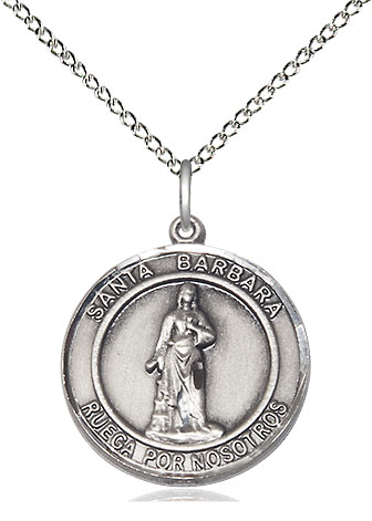 Sterling Silver Santa Barbara Pendant on a 18 inch Sterling Silver Light Curb chain
