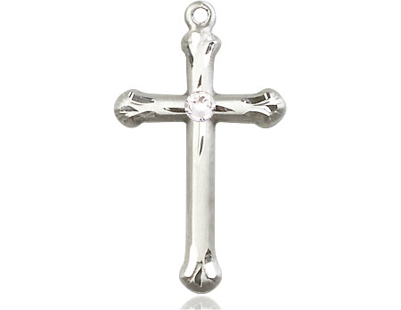 Sterling Silver Cross Medal with a 3mm Crystal Swarovski stone