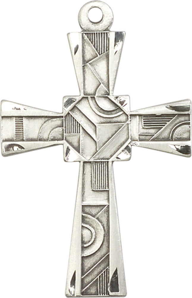 Sterling Silver Mosaic Cross Medal